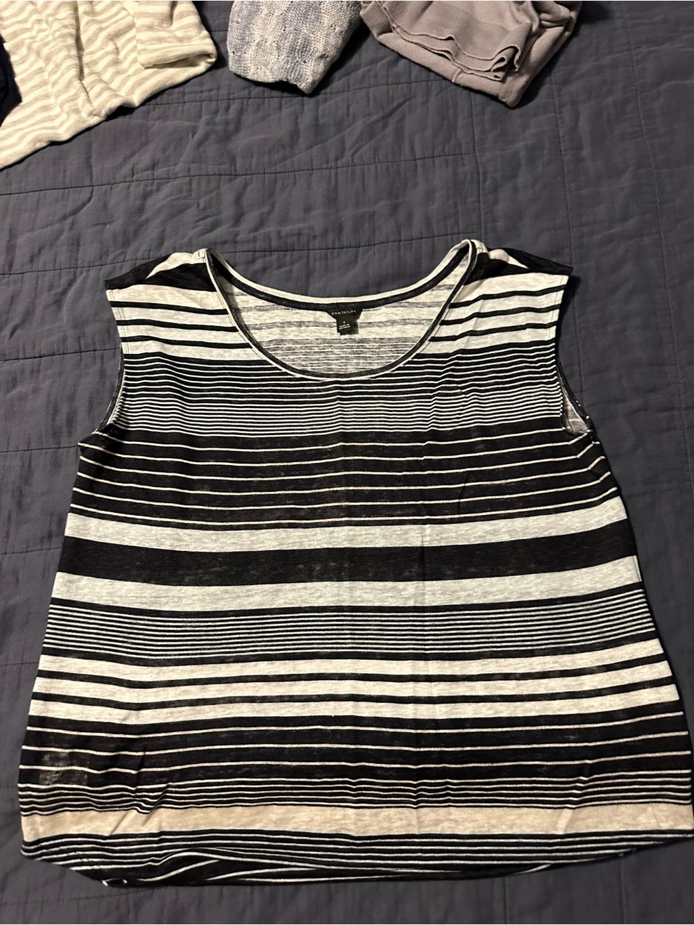 Blue and White Striped  Women's Linen Top